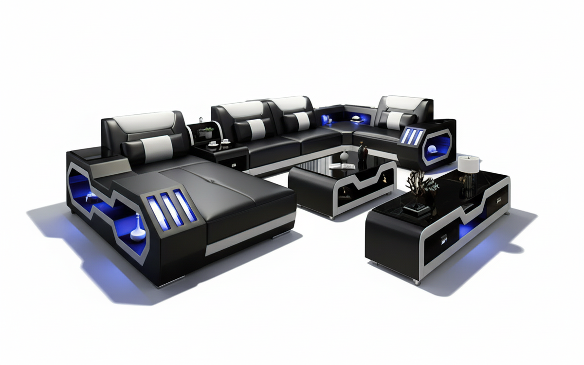 Omont U-Shape Sectional with Bluetooth Speaker & LED Lights