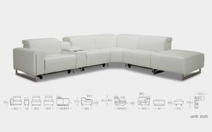 VOYAGE MODERN LEATHER SECTIONAL WITH OTTOMAN