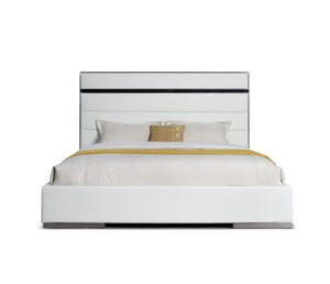 Ella Modern White Vegan Leather + Stainless Steel Bedroom Set