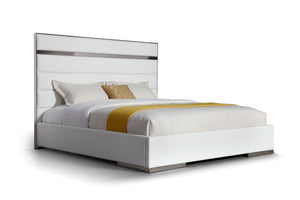 Ella Modern White Vegan Leather + Stainless Steel Bedroom Set