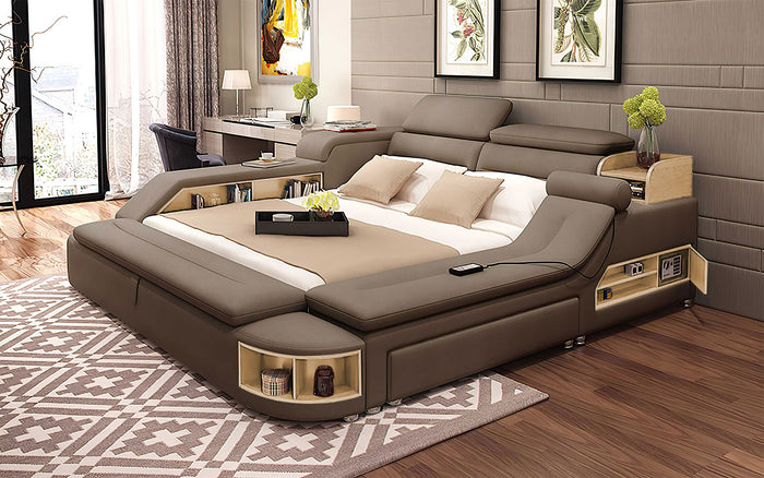 Claudia Modern Multifunctional Smart Bed With Bookshelves