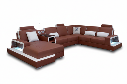 Civia Modern Leather Sectional With Console Table