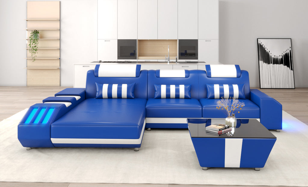 Cosmo Compact LED Sectional - Small Space Party Couch with Mood Lighting