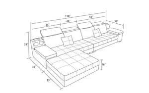 Selena Black & Grey Small Modular Tufted Sectional