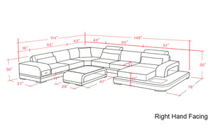 Everly Italian Leather Sectional-Red & Black