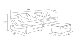 Odyssey Modern Small Leather Sectional