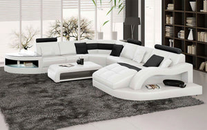 Navasota Large Leather Sectional with Shape Chaise