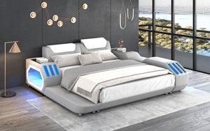 Ezra Modern Leather Bed