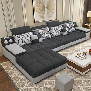 Selena Black & Grey Small Modular Tufted Sectional