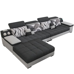 Selena Black & Grey Small Modular Tufted Sectional