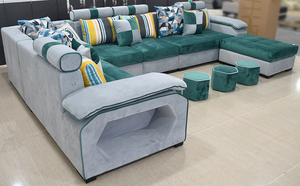 Selena Green & Grey Modular Tufted Sectional