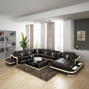 Sydney Large Leather Sectional with Side Table