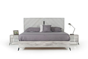 Ada Domus Alexa Italian Modern Grey Bed + 2 Nightstands Set