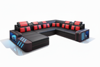 Black and bright red sectional with reflection