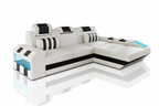 Cosmo Small Modern Leather Sectional with LED - Reflection