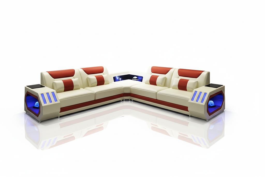 Cream & Orange Omont Sectional - Reflection