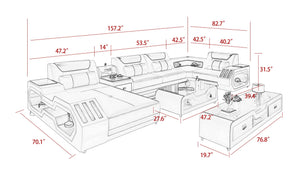 Omont Modern Leather Sectional with Console