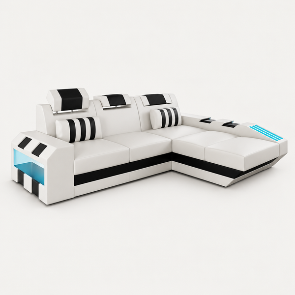 Cosmo Compact LED Sectional - Small Space Party Couch with Mood Lighting