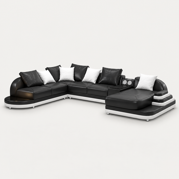 Lillian Modern Leather Sectional with Console