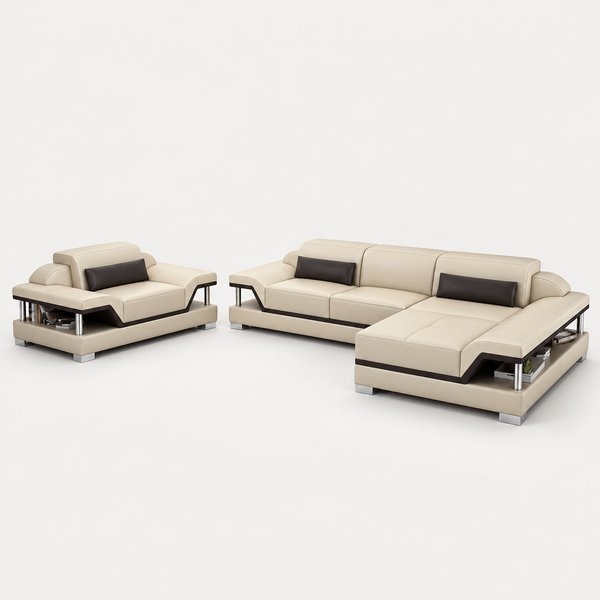 Taliya Mini Modern Leather Sectional with Chaise