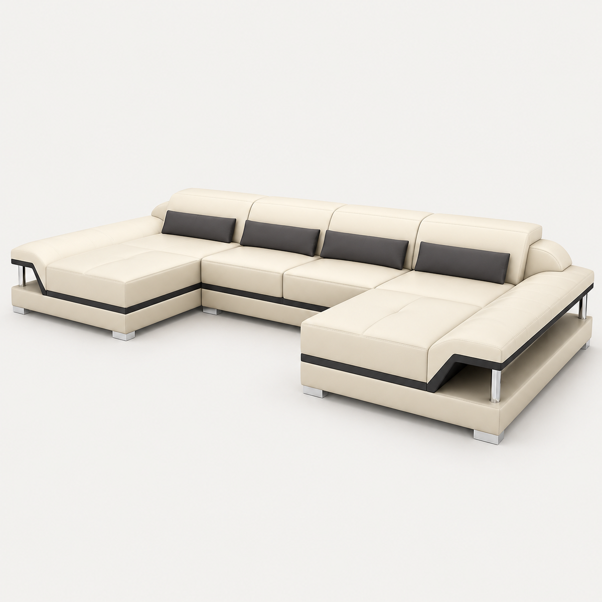 Taliya Small Modern U-Shape Leather Sectional