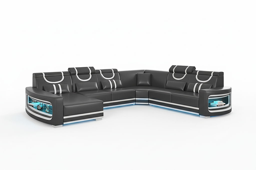 Luca Modern U Shape Sectional with LED Light - 侧面视角