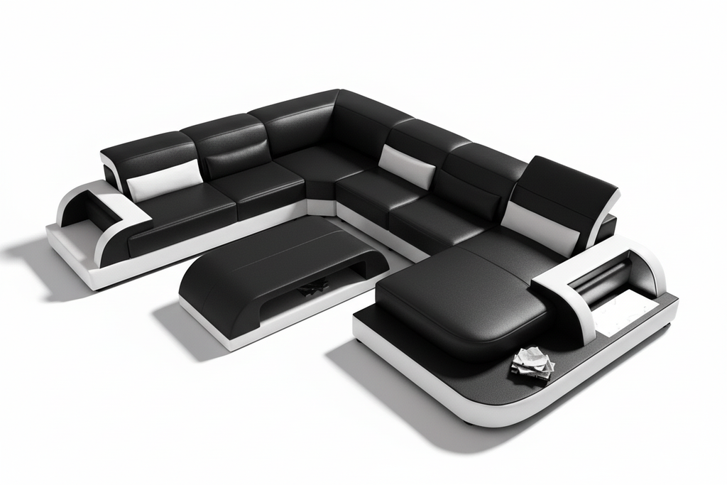 Molinaro Leather Sectional with Adjustable Headrest