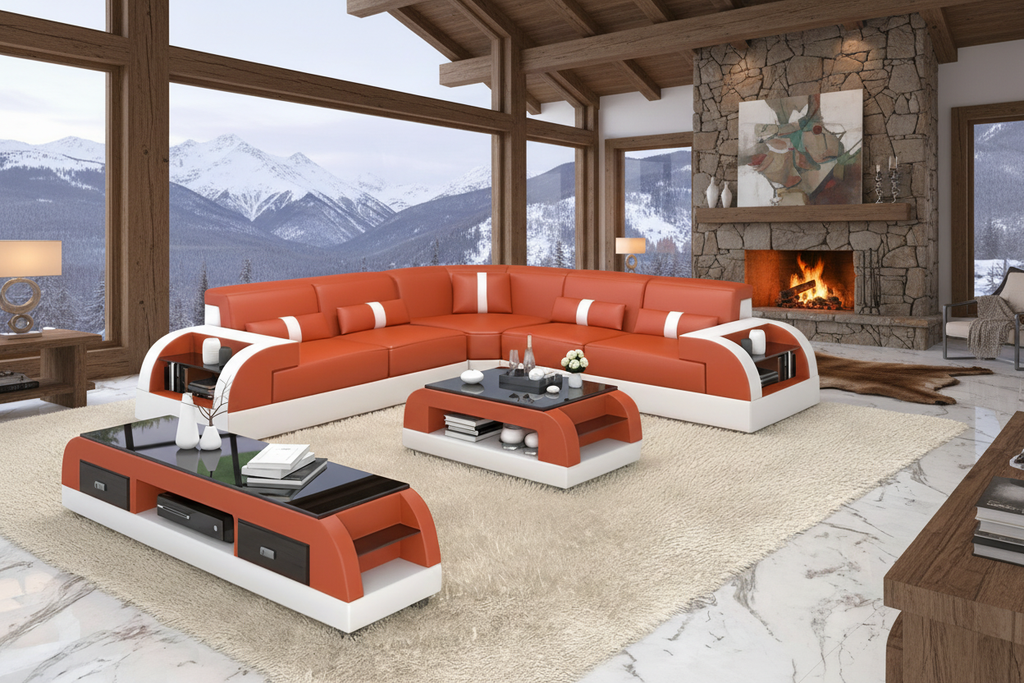 Piliu Leather Corner Sectional with Side Storage - Aspen