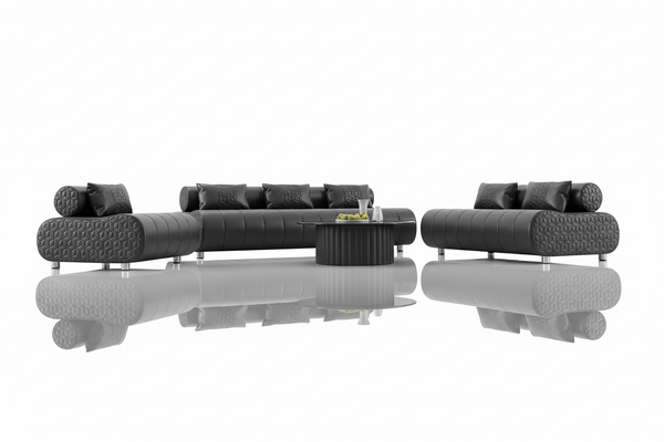 Puffer Modern Leather Sofa Set