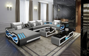 Omont Modern Leather Sectional with Console