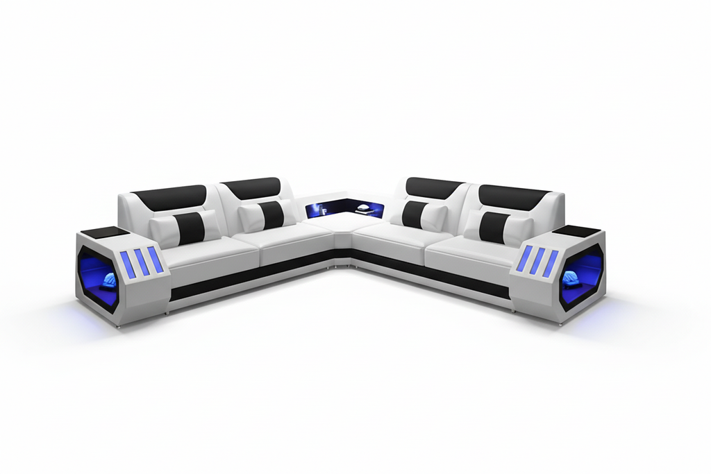 White & Black Omont Sectional - Studio