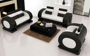 Poily Leather Sofa Set With Ottoman