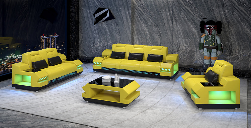 Celsius Modern Leather Sofa Set