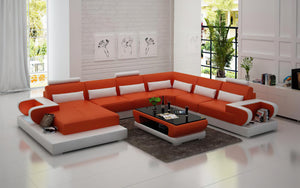 Mirak Modern U-Shape Leather Sectional