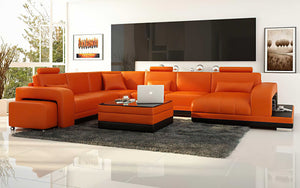 Heather Modern U-Shape Leather Sectional