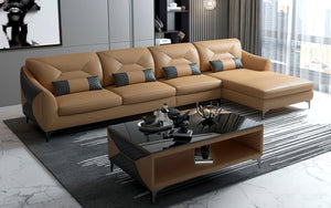 Bysic Small Leather Sectional with Chaise