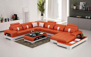 Mequon Large Leather Sectional with LED Lights