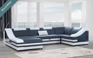 Comet Modern Leather Sectional with LED Light