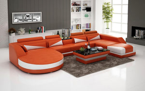 Lilo Leather Sectional with Shape Chaise