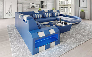 Cosmo Modern Leather Sectional with LED