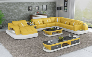 Reversible Corner Leather Sectional with LED Light