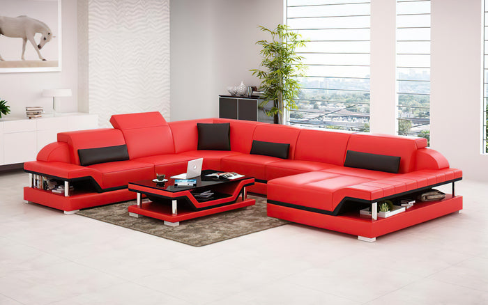 Taliya Modern U-Shape Leather Sectional