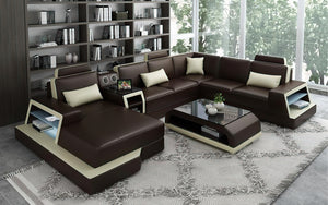 Civia Modern Leather Sectional With Console Table