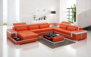 Perrault Leather Sectional with Adjustable Headrest