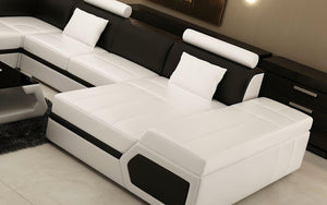 Lanz Modern Leather Sectional with Chaise