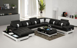 Mequon Large Leather Sectional with LED Lights