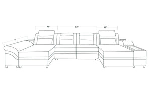 Venus Modern Leather Sectional with USB Port