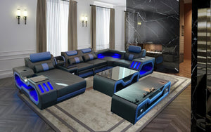 Omont Modern Leather Sectional with Console | Futuristic Furniture