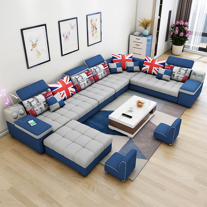 Selena Grey & Blue Modular Tufted Sectional