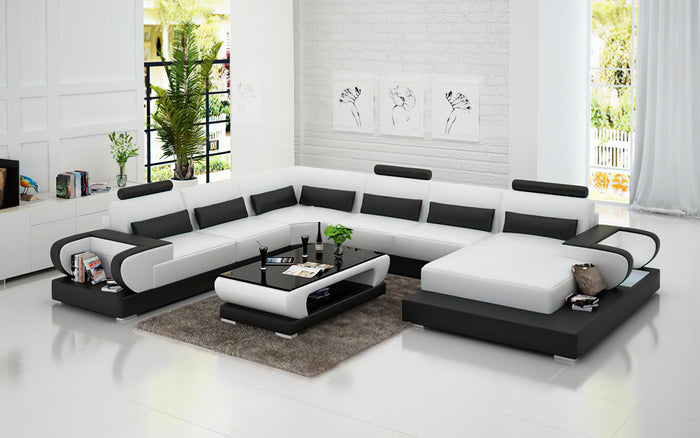 Mirak Modern U-Shape Leather Sectional